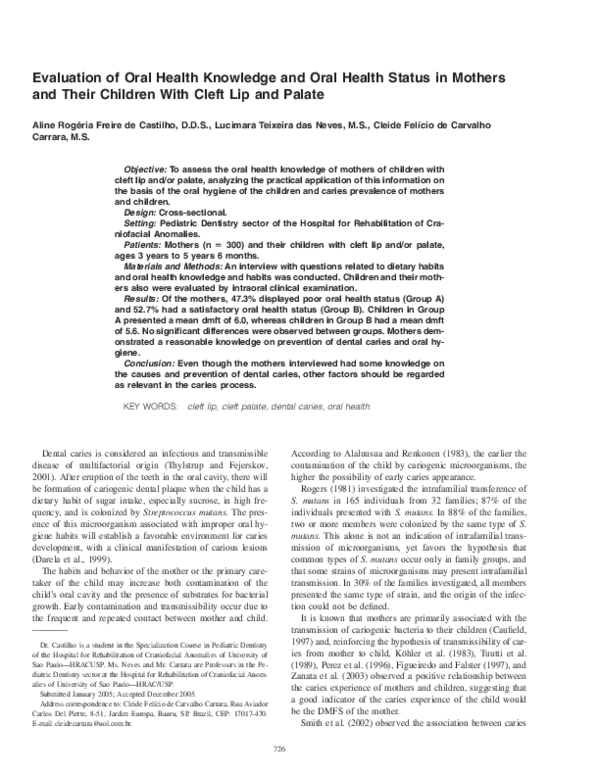 (PDF) Evaluation of Oral Health Knowledge and Oral Health Status in ...