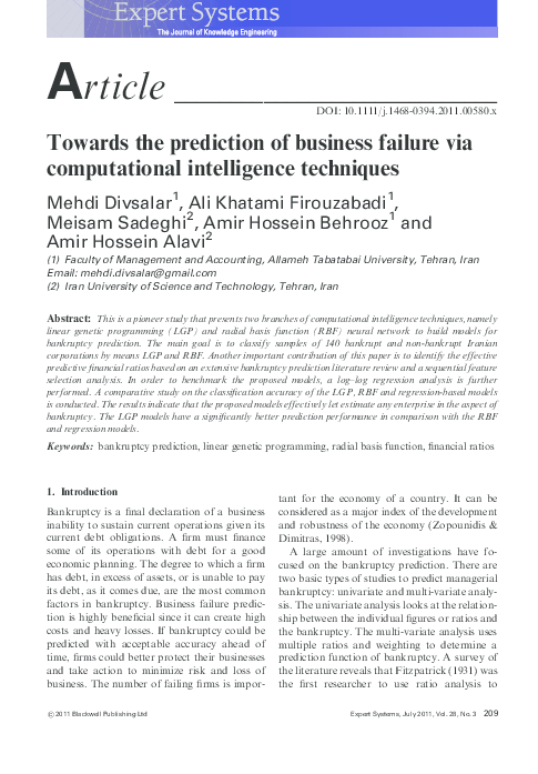 (PDF) Towards the prediction of business failure via computational ...