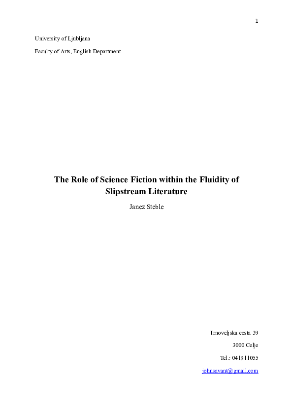 (DOC) The Role of Science Fiction within the Fluidity of Slipstream