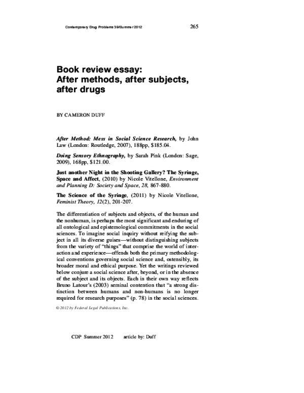 (PDF) After Methods, After Subjects, After Drugs