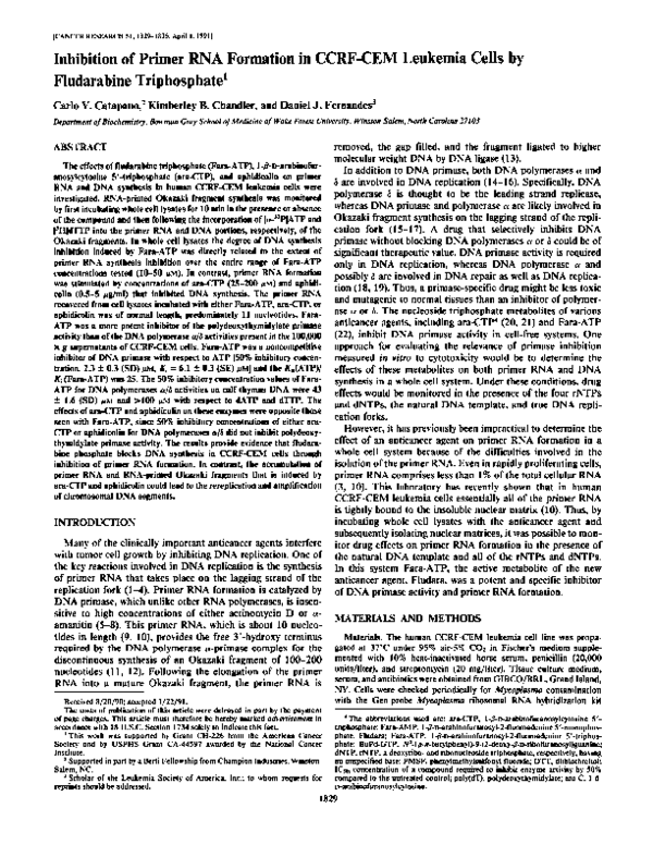 (PDF) Inhibition of Primer RNA Formation in CCRF-CEM Leukemia Cells by ...