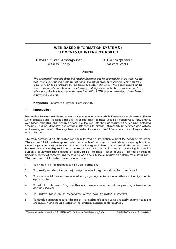 (PDF) WEB-BASED INFORMATION SYSTEMS : ELEMENTS OF INTEROPERABILITY