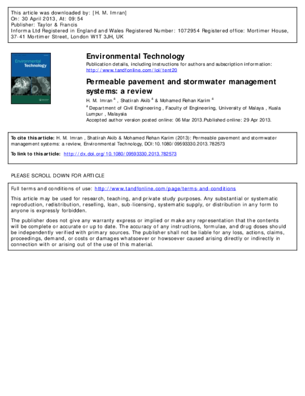 (PDF) Permeable pavement and stormwater management systems: a review