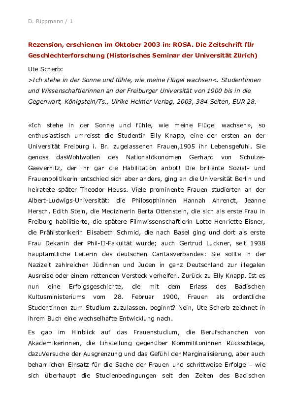 (PDF) Ute Scherb . Studentinnen und Wissenschaftleerinnen an der