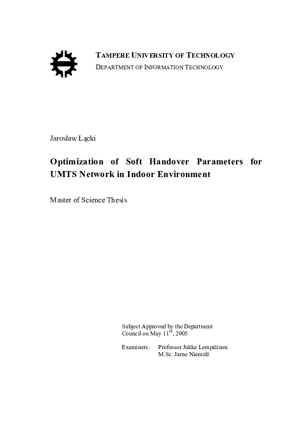 (PDF) Optimization of Soft Handover Parameters for UMTS Network in ...