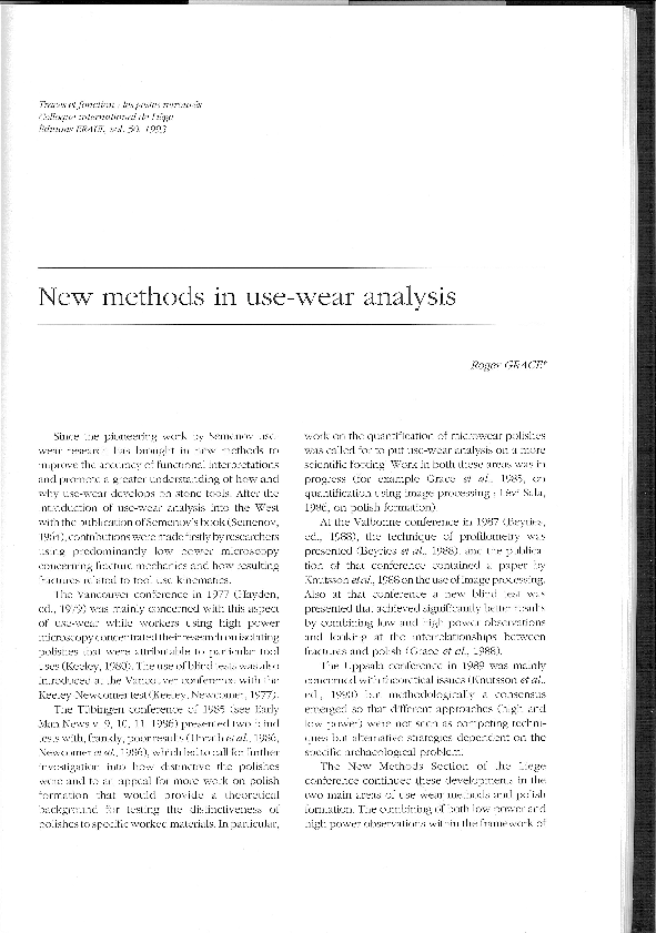 (PDF) New methods in use-wear analysis