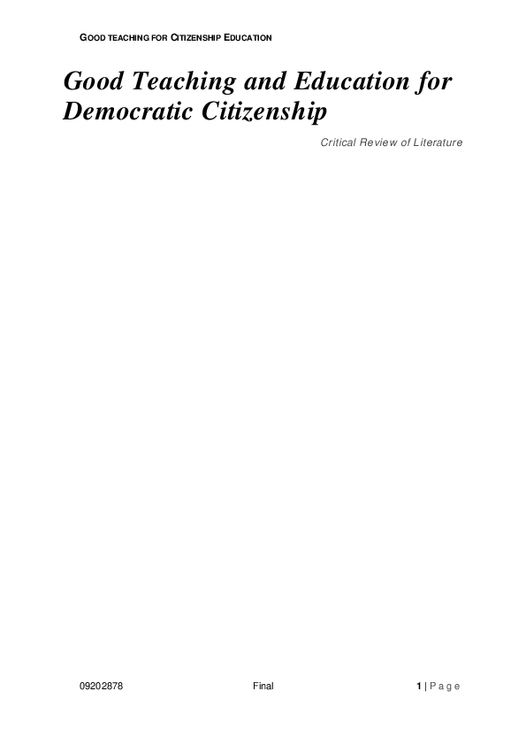 (PDF) Good Teaching and Education for Democratic Citizenship