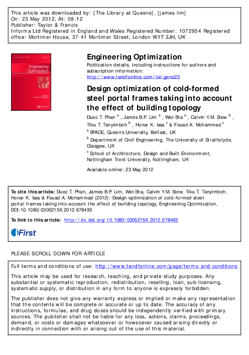 (PDF) Engineering Optimization Design optimization of cold-formed steel ...