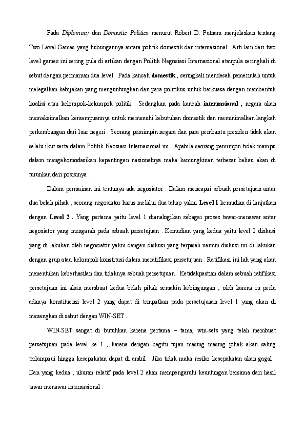 (DOC) Two level Games (Robert. D. Putnam) Nova Cicilia Academia.edu