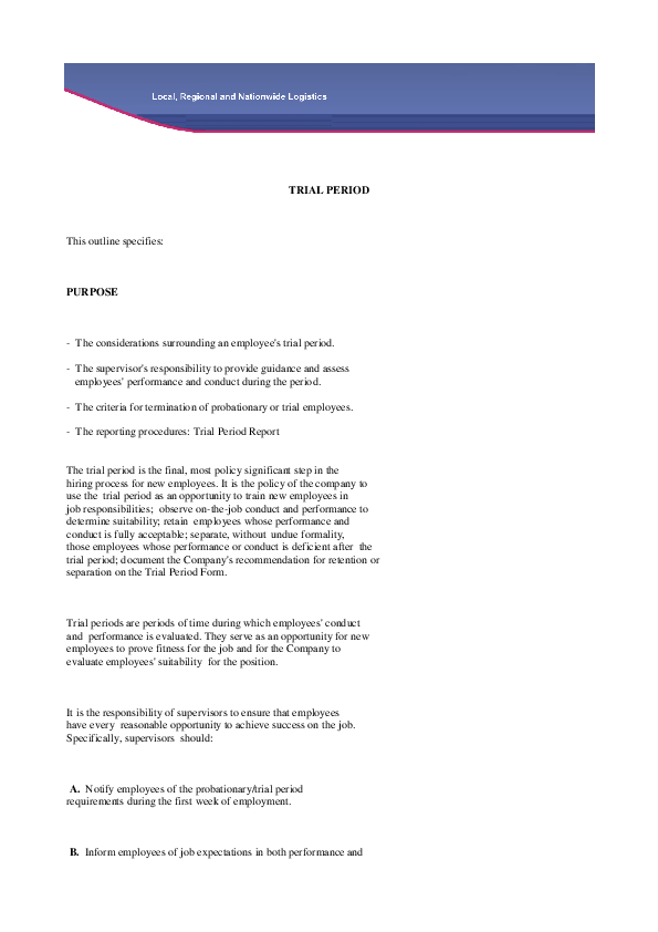 (PDF) REPORTING PROCEDURES Trial Period Report