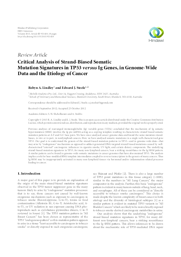 (PDF) Critical Analysis of Strand-Biased Somatic Mutation Signatures in ...