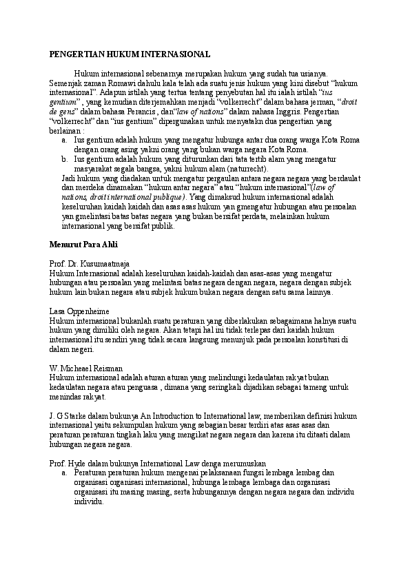 Doc Pengertian Definisi Dan Peristilahan Hukum Internasional Unggar Pramita Academia Edu