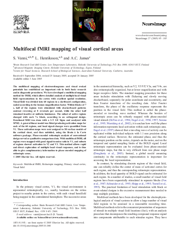 (PDF) Multifocal fMRI mapping of visual cortical areas