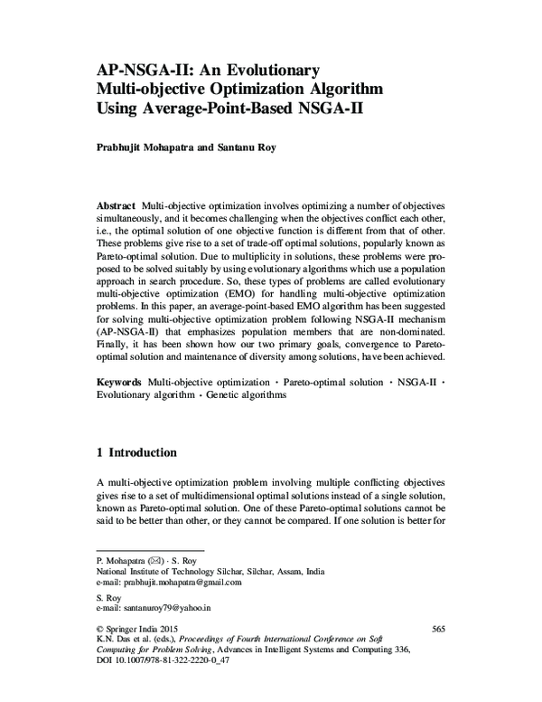 (PDF) AP-NSGA-II: An Evolutionary Multi-objective Optimization ...