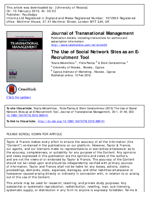 (PDF) The Use of Social Network Sites as an E-Recruitment Tool