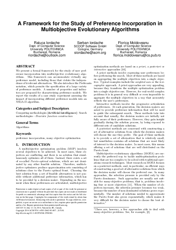 (PDF) A framework for the study of preference incorporation