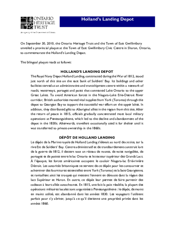 (PDF) H.M. Navy Depot Holland Landing Michael Eamon Academia.edu