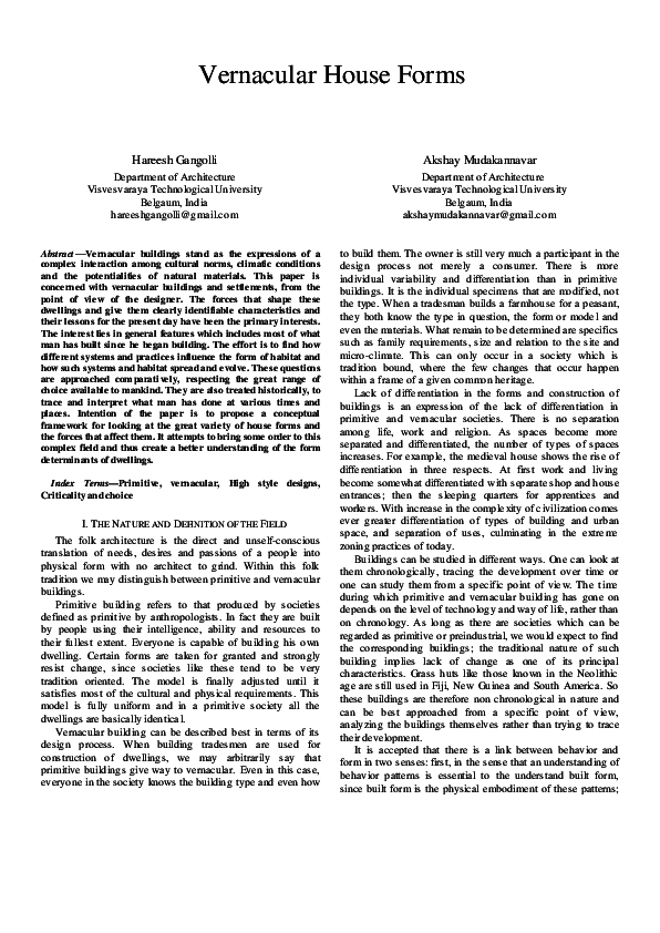 (PDF) Vernacular House Forms