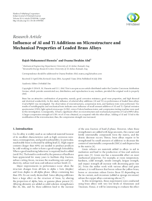 (PDF) Influence of Al and Ti Additions on Microstructure and Mechanical ...