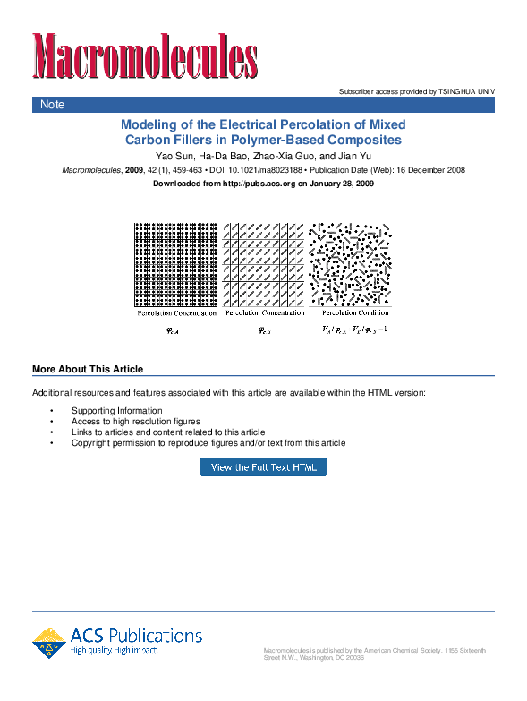 (PDF) Modeling of the Electrical Percolation of Mixed carbon fillers in ...