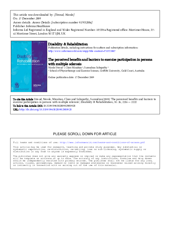 (PDF) The perceived benefits and barriers to exercise participation in ...
