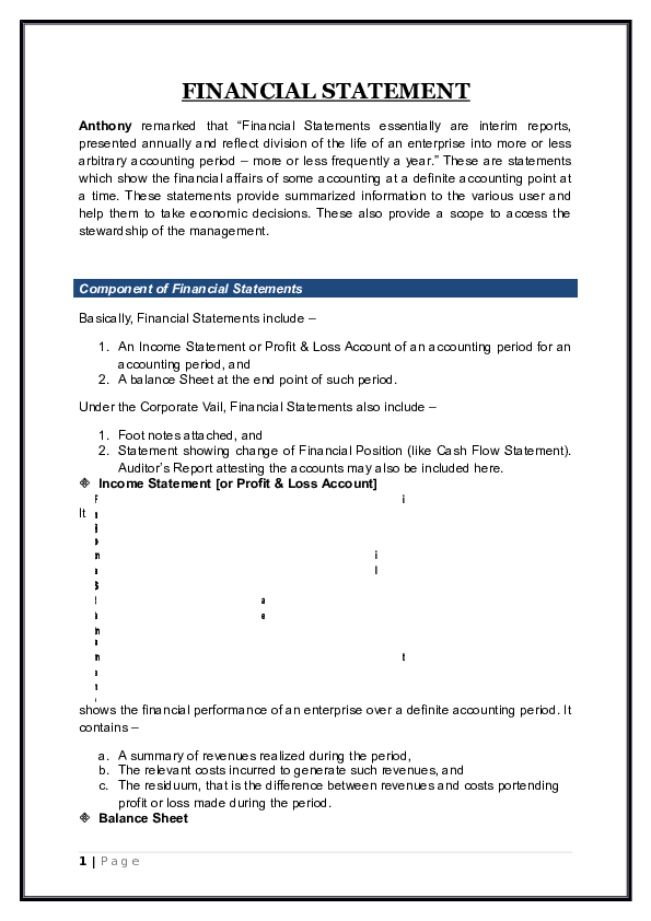 (DOC) FINANCIAL STATEMENT ANALYSIS