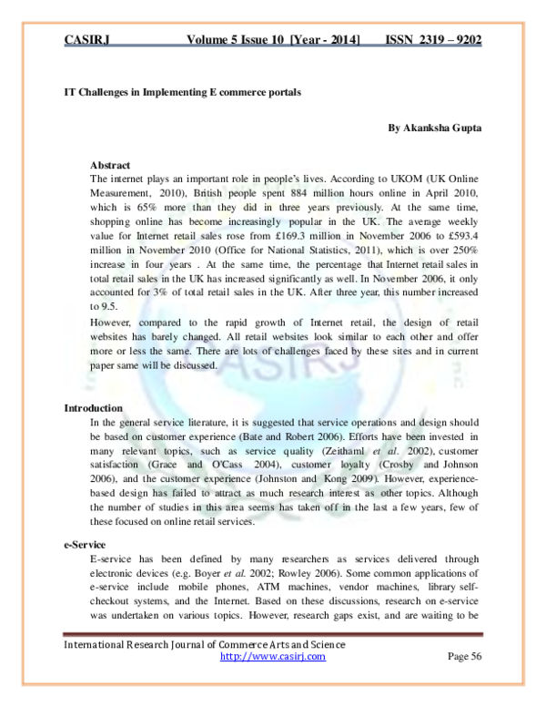 (PDF) IT Challenges in Implementing E commerce portals