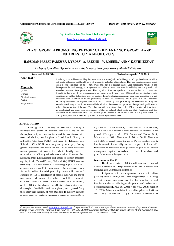 (PDF) Plant growth promoting rhizobacteria enhance growth and nutrient ...