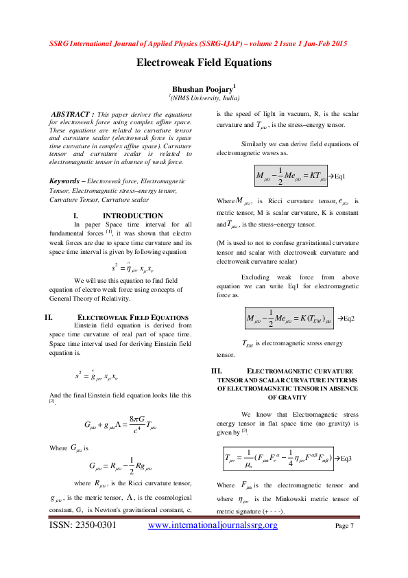 (PDF) Electroweak Field Equations