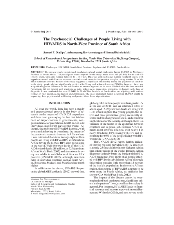 (PDF) The Psychosocial Challenges of People Living with HIV/AIDS in ...