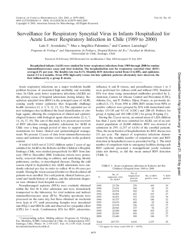 (PDF) Surveillance for Respiratory Syncytial Virus in Infants ...