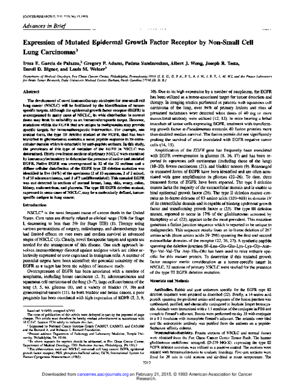 (PDF) Expression of Mutated Epidermal Growth Factor Receptor by Non ...