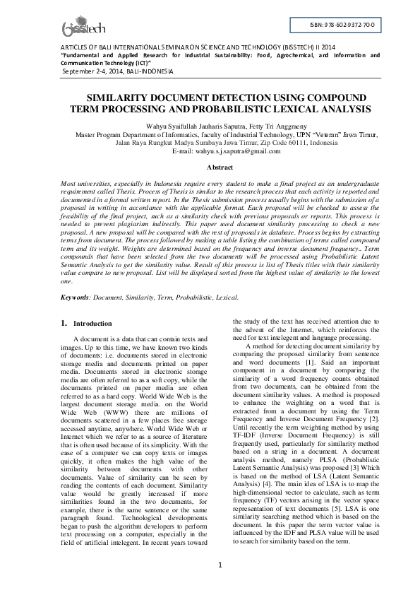 (PDF) SIMILARITY DOCUMENT DETECTION USING COMPOUND TERM PROCESSING AND ...