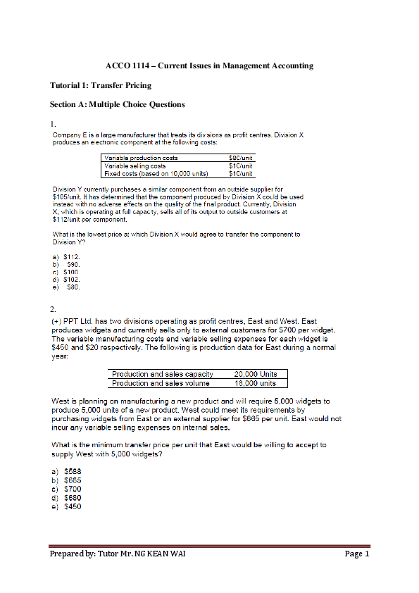 (PDF) ACCO 1114 Current Issues in Management Accounting Tutorial 1