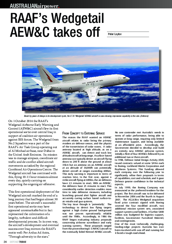 (PDF) RAAF’s Wedgetail AEW&C takes off