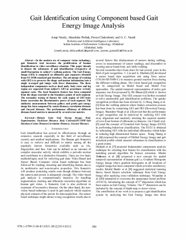 Gait Identification using Component based Gait Energy Image Analysis