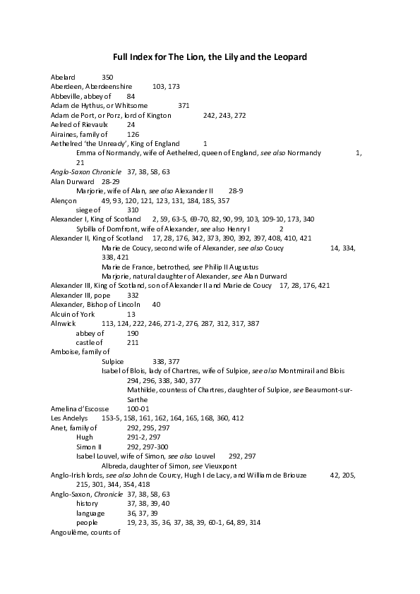 The Lion, the Lily, and the Leopard: Crown and Nobility of Scotland, France, and England and the Struggle for Power (1100-1204)