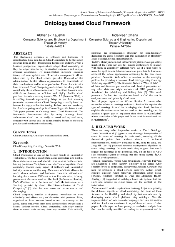 (PDF) Ontology based Cloud Framework