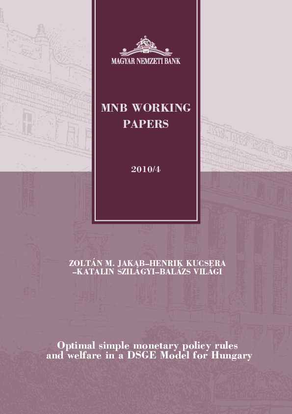 (PDF) Optimal simple monetary policy rules and welfare in a DSGE Model ...