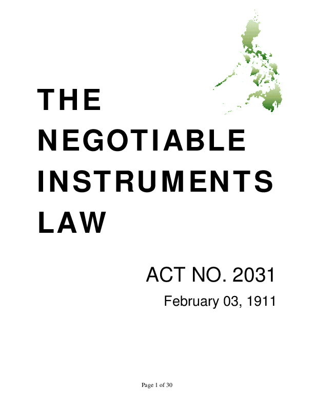 (PDF) Negotiable Instrument CPA REVIEWER PHILIPPINES gretchen danan