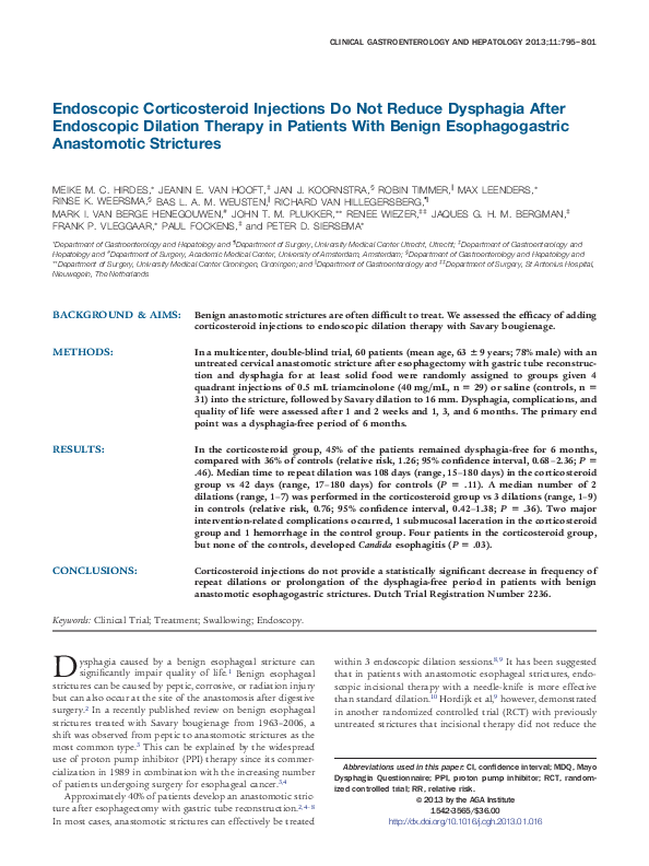 (PDF) Endoscopic Corticosteroid Injections Do Not Reduce Dysphagia