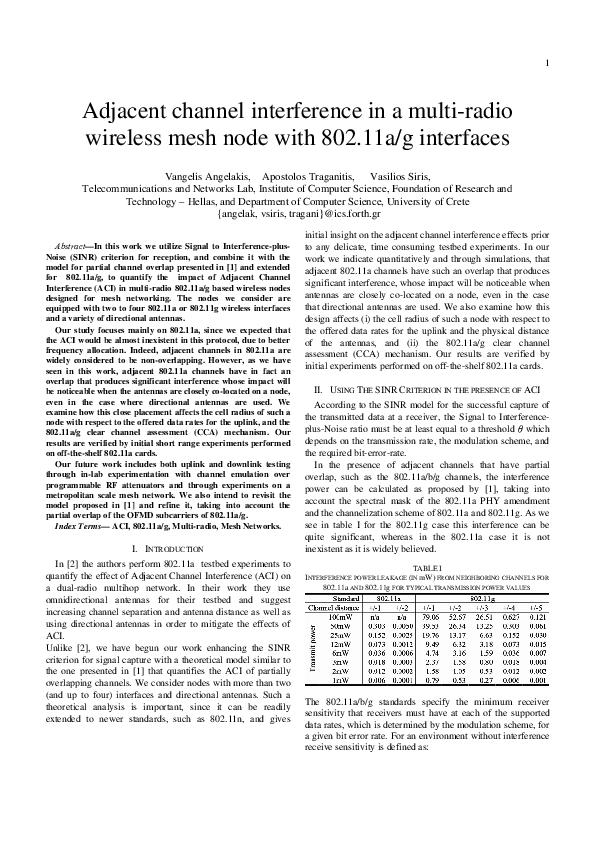 (PDF) Adjacent channel interference in a multi-radio wireless mesh node ...