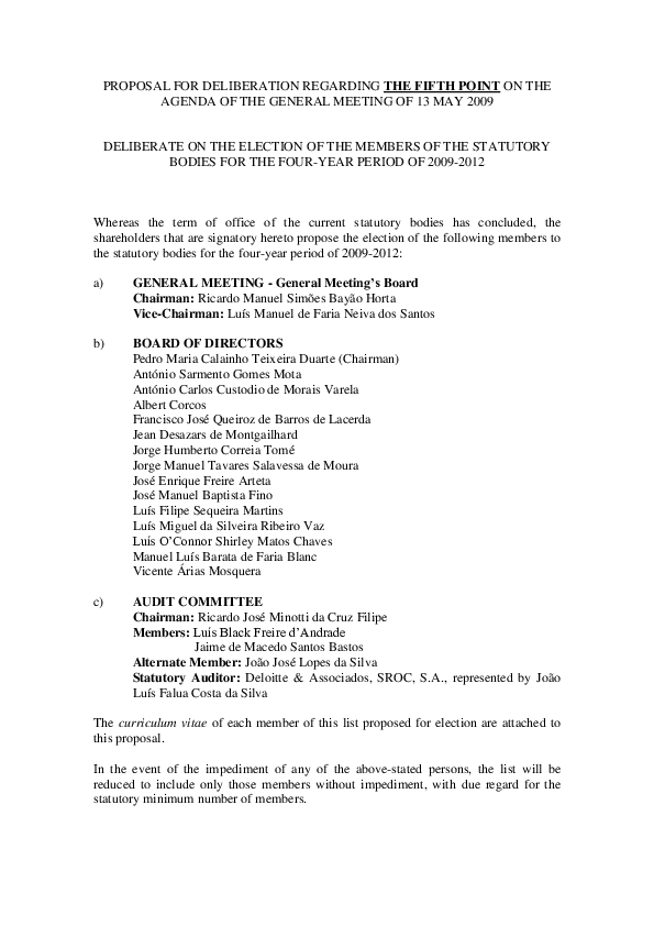 (PDF) DELIBERATE ON THE ELECTION OF THE MEMBERS OF THE STATUTORY BODIES