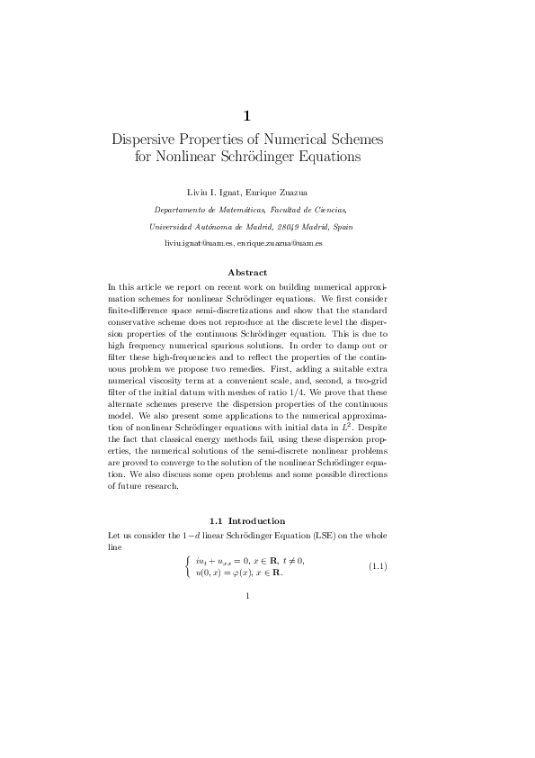 (PDF) Dispersive Properties of Numerical Schemes for Nonlinear ...