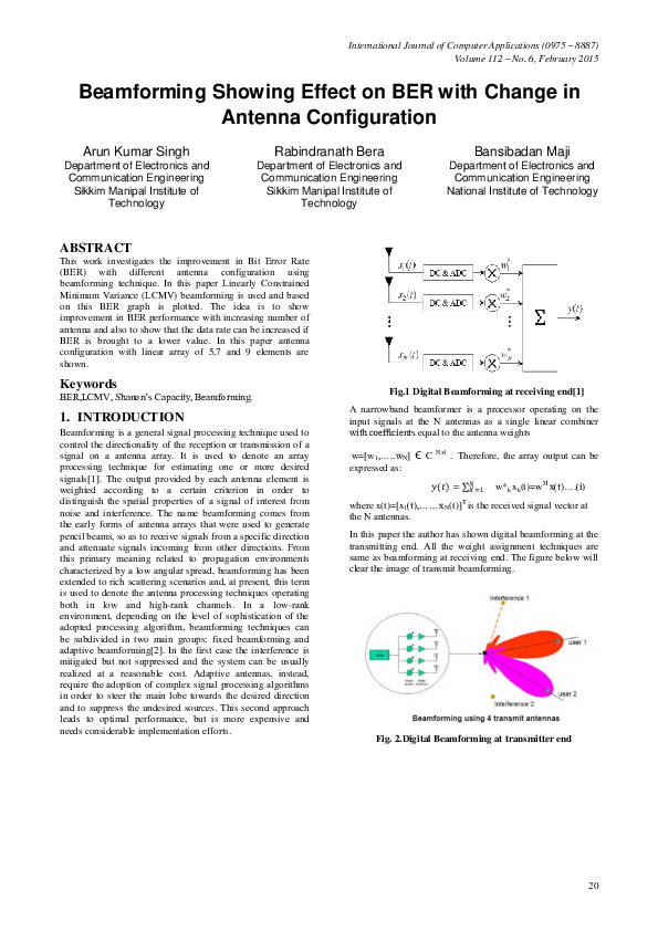 (PDF) Beamforming Showing Effect on BER with Change in Antenna ...
