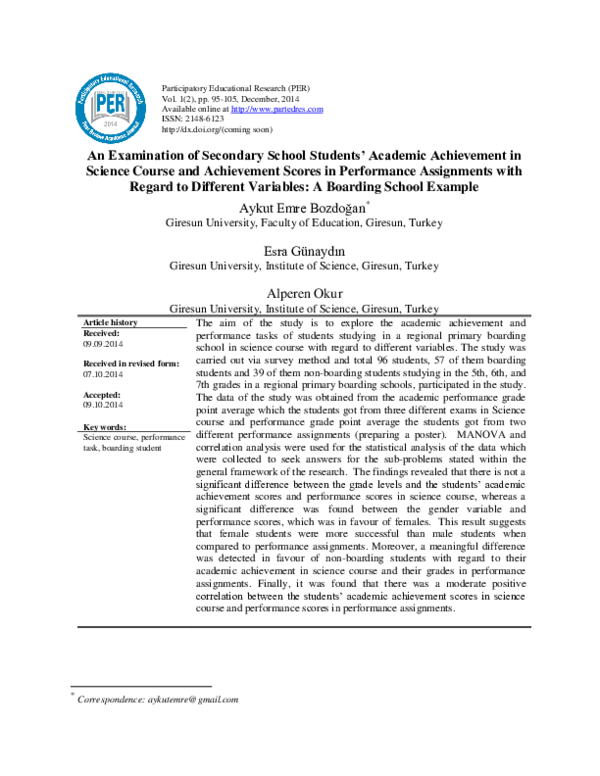 (PDF) An Examination of secondary school students’ academic achievement ...