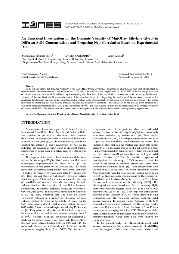 (PDF) An Empirical Investigation on the Dynamic Viscosity of Mg(OH)2 ...
