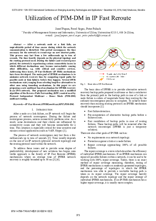 (PDF) Utilization of PIM-DM in IP Fast Reroute