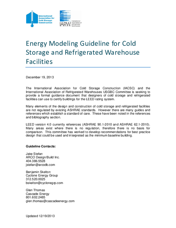 (PDF) Energy Modeling Guideline for Cold Storage and Refrigerated ...