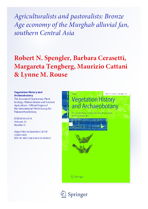 Agriculturalists and pastoralists Bronze Age economy of the Murghab